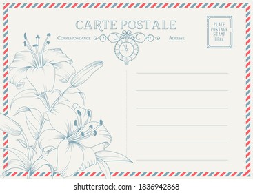 Vintage postcard background template. Vector illustration.