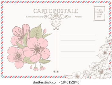 Vintage postcard background template. Vector illustration.