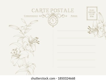 Vintage postcard background template. Vector illustration.