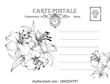 Vintage postcard background template. Vector illustration.
