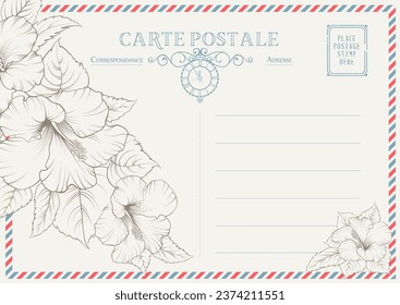 Vintage postcard background template. Vector illustration
