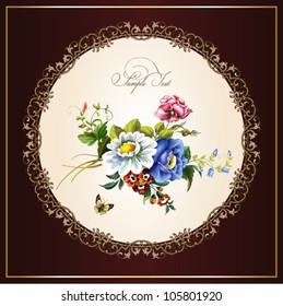 Vintage postcard with beautiful flowers