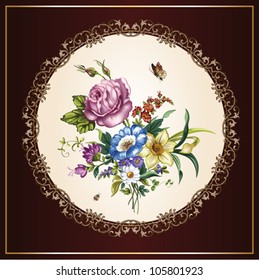 Vintage postcard with beautiful flowers