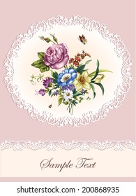 Vintage postcard with beautiful flowers