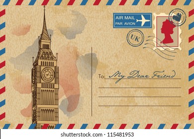 Vintage postcard with Big Ben