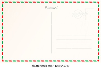 Vintage postcard border design. Travel postal card design template
