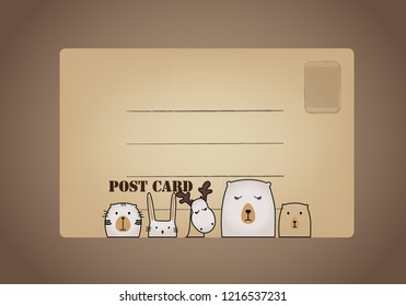 Vintage postcard designs. Vector illustration.
