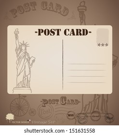 Vintage postcard designs. Vector illustration.