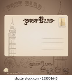 Vintage postcard designs. Vector illustration.