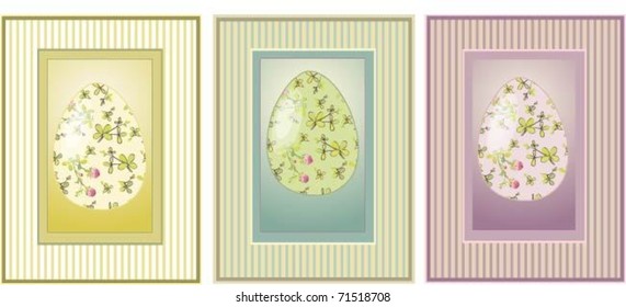 Vintage postcard with Easter eggs. Decorative elements.