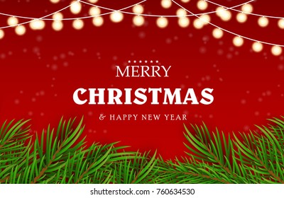 Vintage postcard with elements of Christmas. Christmas red background. Vector illustration