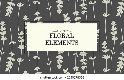 Vintage postcard with a floral ornament. A frame for a flower and cosmetics store with a label design. Summer vegetable greeting card. Background for packaging cosmetics and perfumes. 