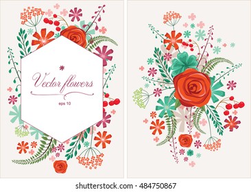 Vintage postcard with flowers