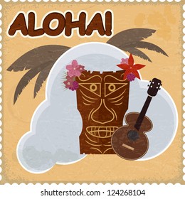 Vintage postcard with Hawaiian elements. eps10