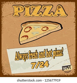 Vintage postcard with the image pizza slice of pizza