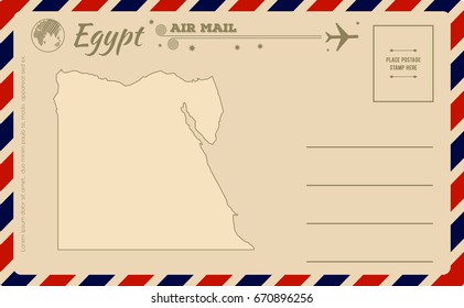 Vintage postcard with map of Egypt