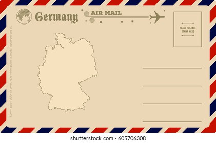 Vintage postcard with map of Germany