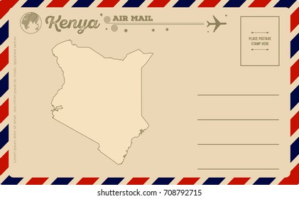 Postal de época con mapa de Kenia
