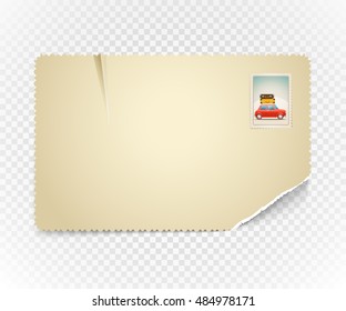Vintage postcard on transparent background. Template for a content