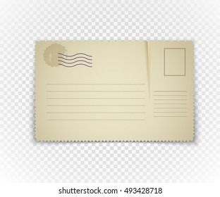 Vintage postcard on transparent background. Template for a content