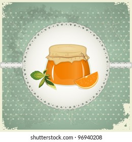 Vintage Postcard - Orange Jam on a retro background - vector illustration