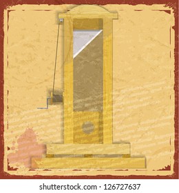 Vintage postcard with a picture guillotine