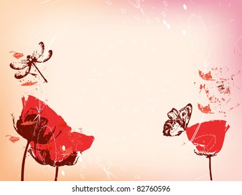 vintage postcard with poppies