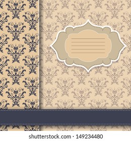 vintage postcard with pretty damask texture 3