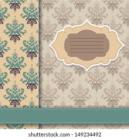 vintage postcard with pretty damask texture 1