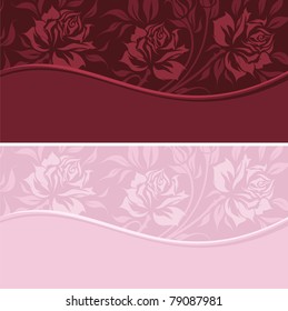 Vintage postcard with roses silhouette