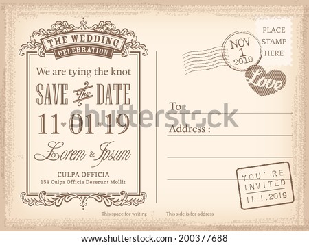 vintage postcard save date background wedding stock vector royalty wedding invite postcards