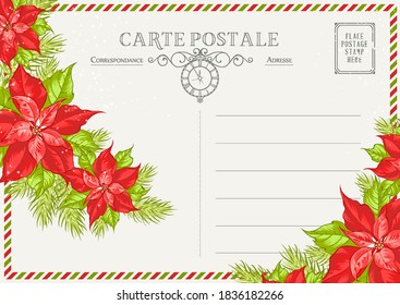 Сhristmas vintage postcard template.Vector illustration.