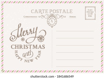 Сhristmas vintage postcard template.Vector illustration.