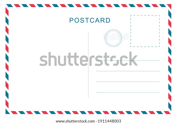 Vintage postcard\
with white paper texture. Travel postcard template. Postal card\
design. Blank vector post\
card.