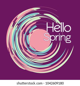 Vintage postcard-Hello Spring. Vector illustration. Retro