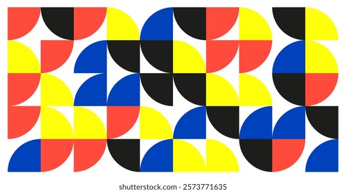 Vintage poster with abstract geometric pattern, wall art, template, layout with elements of primitive shapes