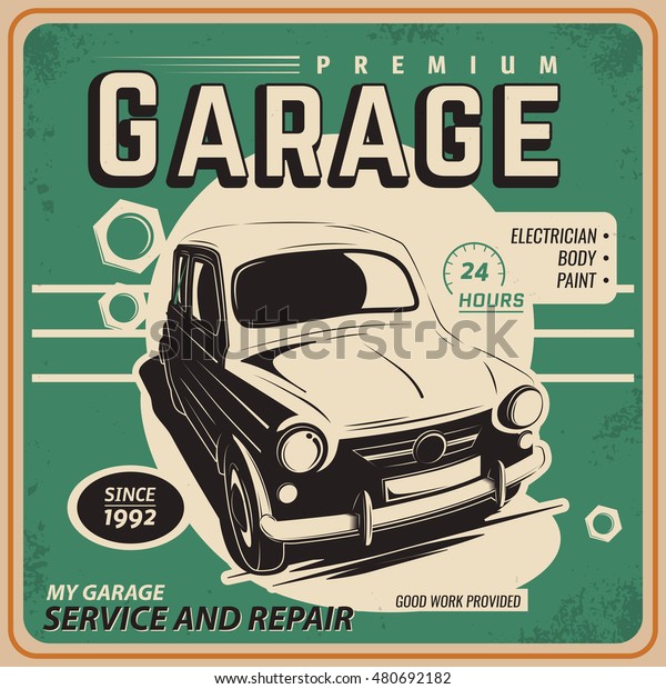 Vintage poster, auto\
repair.