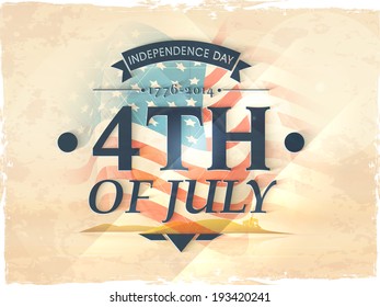 Vintage Poster, Banner Or Flyer Design With Stylish Text 4th Of July On American Flag Background For Independence Day Celebration.