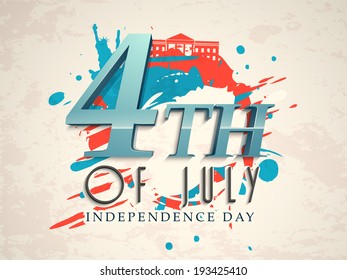 Vintage poster, banner or flyer design with stylish text on grungy flag colors background for Independence Day celebrations.