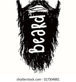 Vintage poster Beard- unique hand drawn lettering. T-shirt, bag design, poster, greeting card illustration. Vector typography.