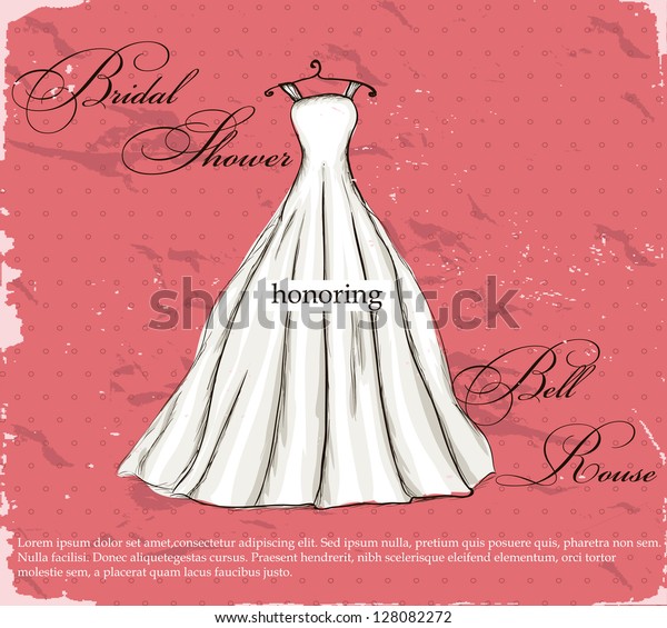 Vintage Poster Beautiful Wedding Dress Vector Stock Vector