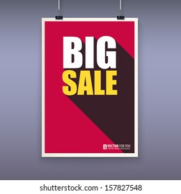 Vintage poster big sale. Advertisement, flat style