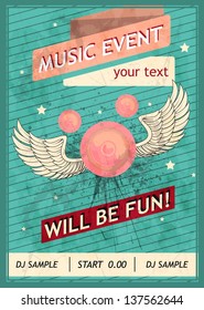 Vintage Poster / Billboard Disco / vector background