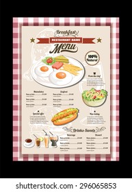 Vintage Poster. Breakfast menu.vector format eps 10