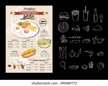 Vintage Poster. Breakfast menu.vector format eps 10