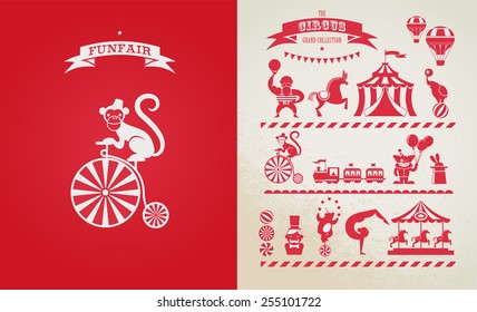 vintage poster with carnival, fun fair, circus vector background and illustration