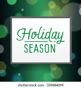 Vintage poster for Christmas and New Year holidays on festive defocused background. Vector illustration.