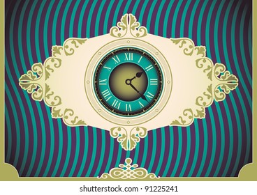 Vintage Poster mit Uhr. Vektorgrafik.