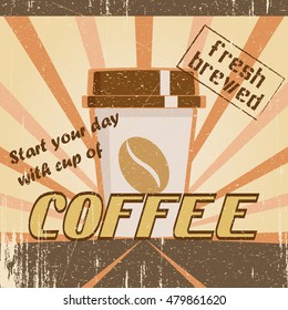Vintage poster with a coffee cup