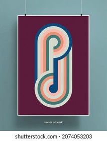 Fondo de diseño de póster de época. Formas y líneas geométricas coloridas en paleta pastel con textura granulada. Ilustración vectorial.